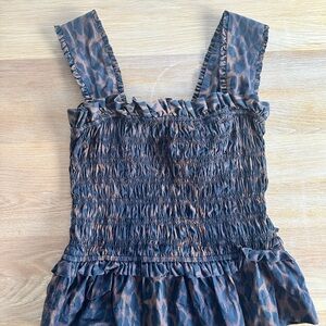 Damson Madder Leopard Print Smocked Tank Top